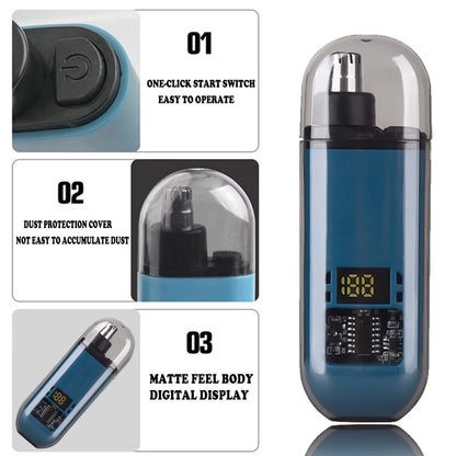 New Nose Hair Trimmer With Digital Display,IPX7 Waterproof Portable Nose Hair Trimmer for Men,2 in 1 Nasal Hair Cutter Rechargeable Portable Nose Hair Trimmer
