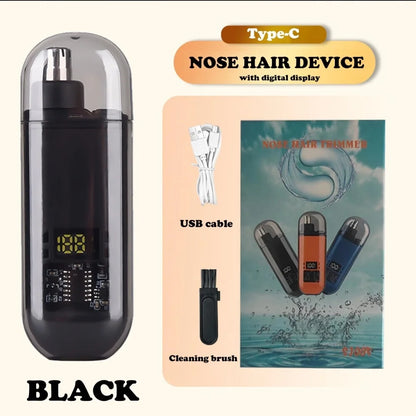 New Nose Hair Trimmer With Digital Display,IPX7 Waterproof Portable Nose Hair Trimmer for Men,2 in 1 Nasal Hair Cutter Rechargeable Portable Nose Hair Trimmer